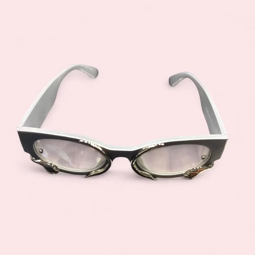 Sunglasses Unisex Grey with Silver Snake Detail Y2k futuristic cybergoth